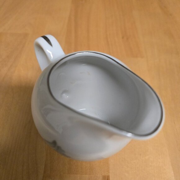 Vintage White Creamer Cup with Silver Rim and Roses - Used - Picture 8 of 9